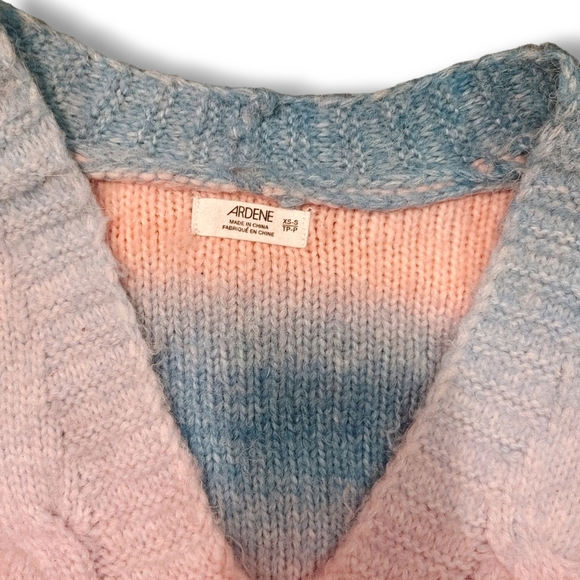 ARDENE - Knitted Pink & Blue Pastel Striped Button Up Cardigan Pastel Goth XS - Picture 3 of 9